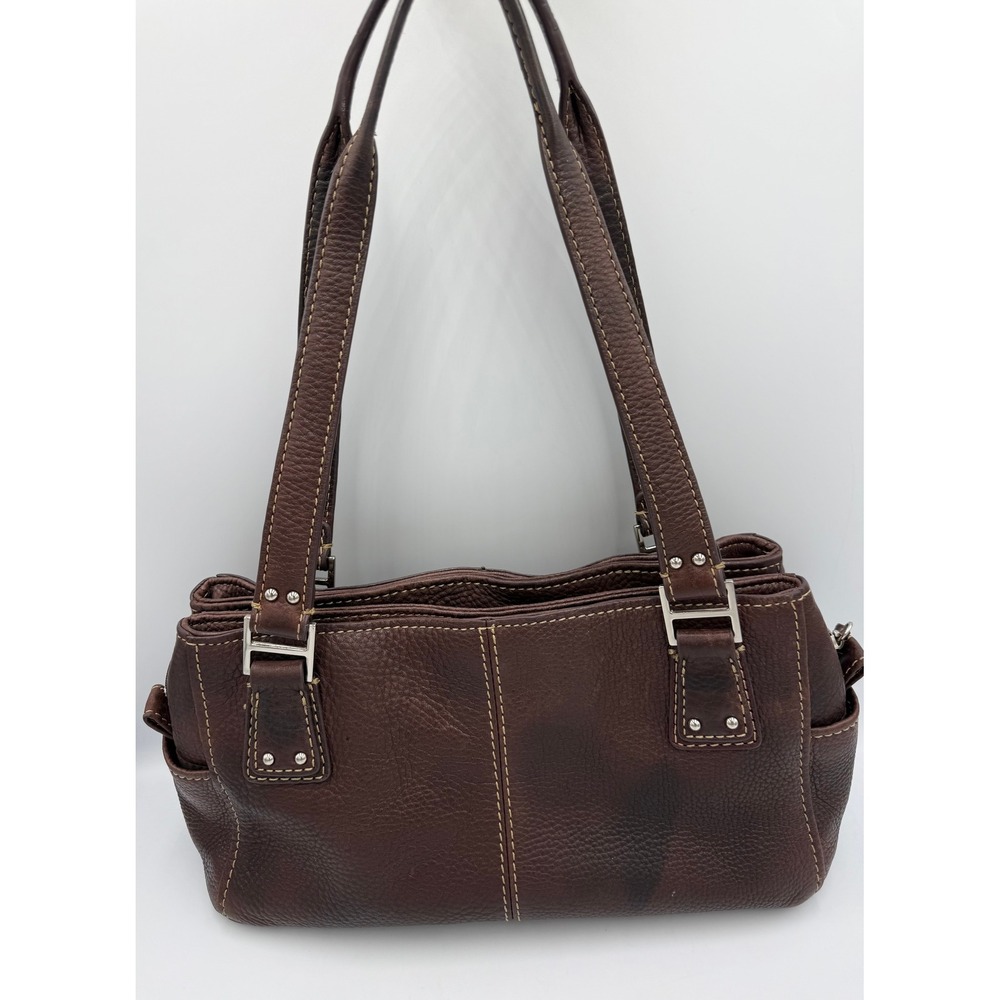 Vintage Fossil 75082 Brown Pebbled Leather Satchel Shoulder Bag Key Charm Y2K